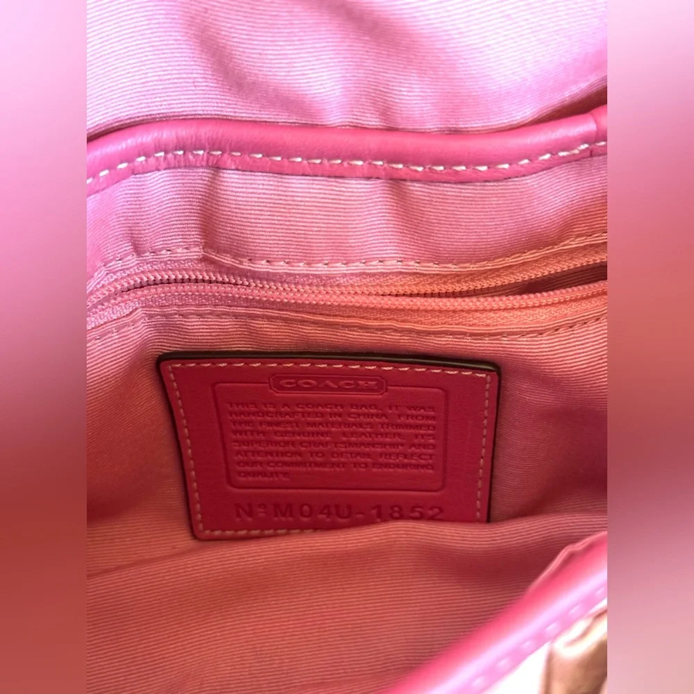 Vintage Y2K Coach Pink SoHo Canvas Buckle Flap Shoulder Purse Bag - Picture 11 of 16